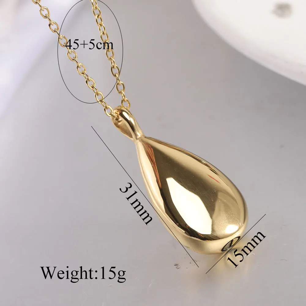 New Stainless Steel Water Droplet Urn Pendant Necklace for Women Minimalist 4 Colors Jewelry Male Female Necklaces Chokers Gifts
