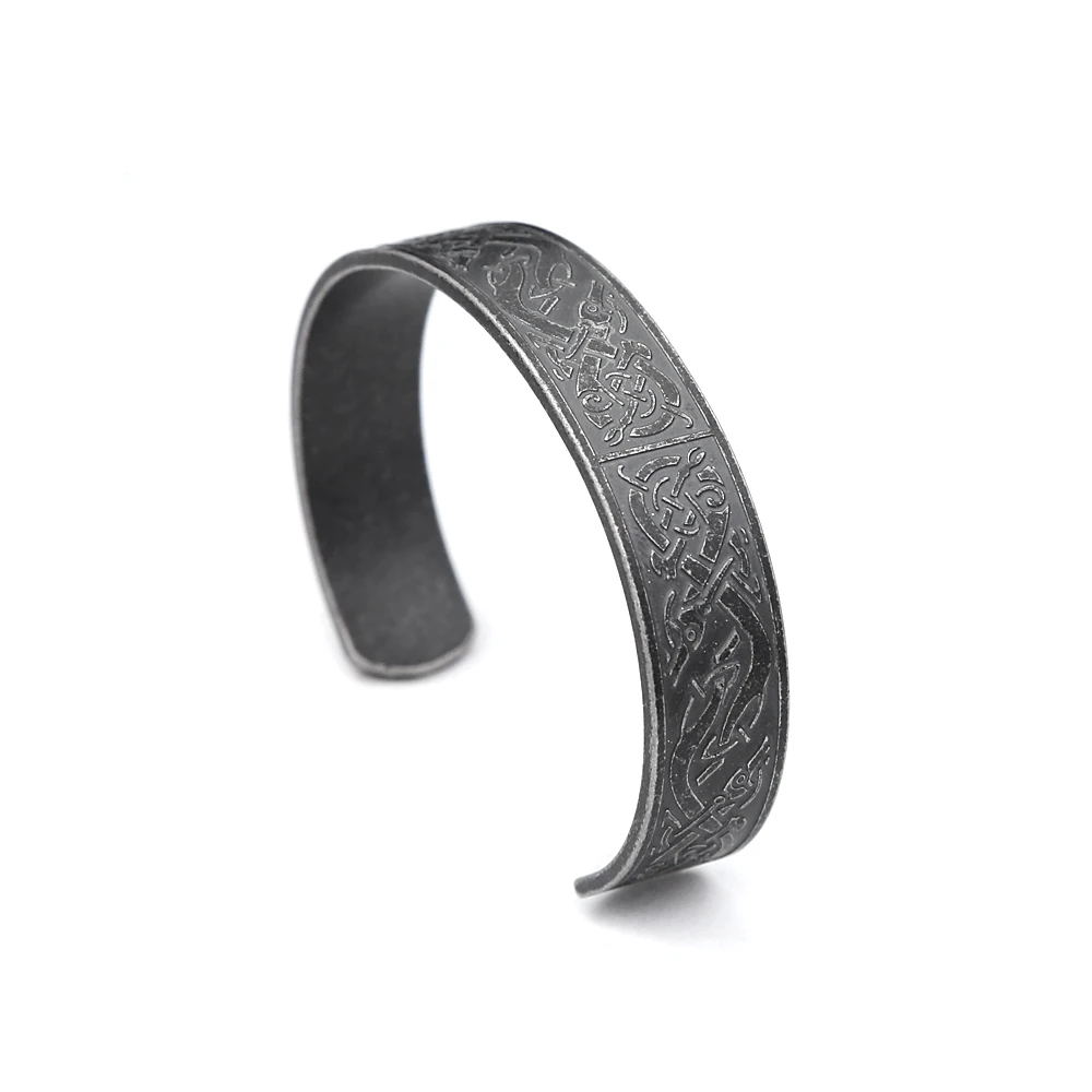 Nordic Viking Dragon Totem Bracelet Punk Stainless Steel Opening Bangles For Men Women Fashion Amulet Jewelry Gifts Dropshipping