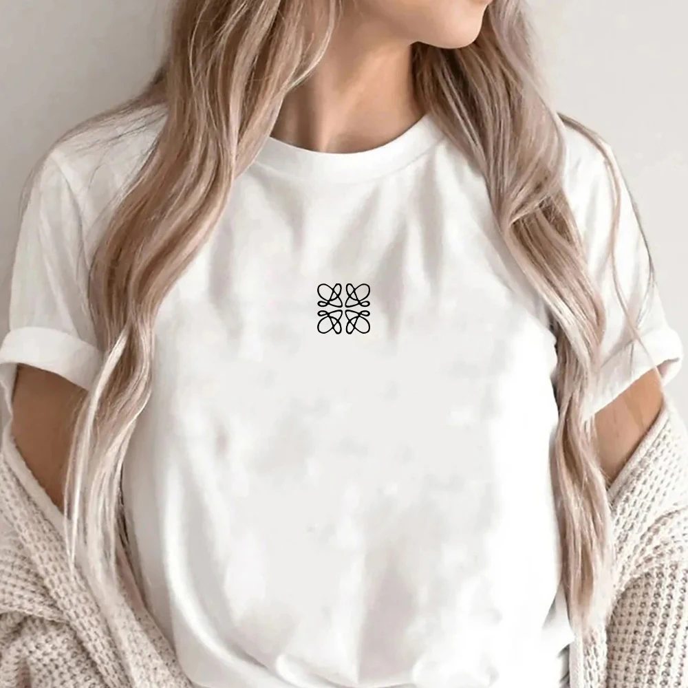 Women's Summer T-Shirt Alphabet Flower Shirt Fashion Printed Pattern T-Shirt Brand High Quality Short Sleeve Top