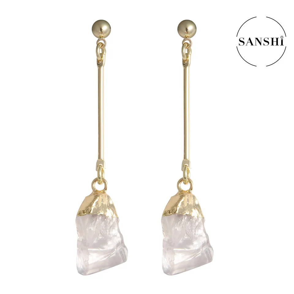 SANSHI Earrings Natural Crystal Drop Earrings, Crystal Strips, Black Tourmaline Rough, Vintage Earrings For Party Gift
