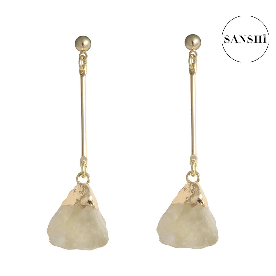 SANSHI Earrings Natural Crystal Drop Earrings, Crystal Strips, Black Tourmaline Rough, Vintage Earrings For Party Gift