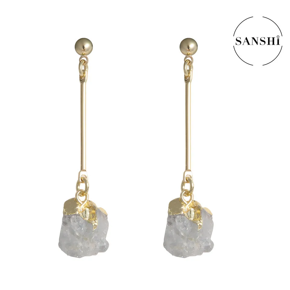 SANSHI Earrings Natural Crystal Drop Earrings, Crystal Strips, Black Tourmaline Rough, Vintage Earrings For Party Gift