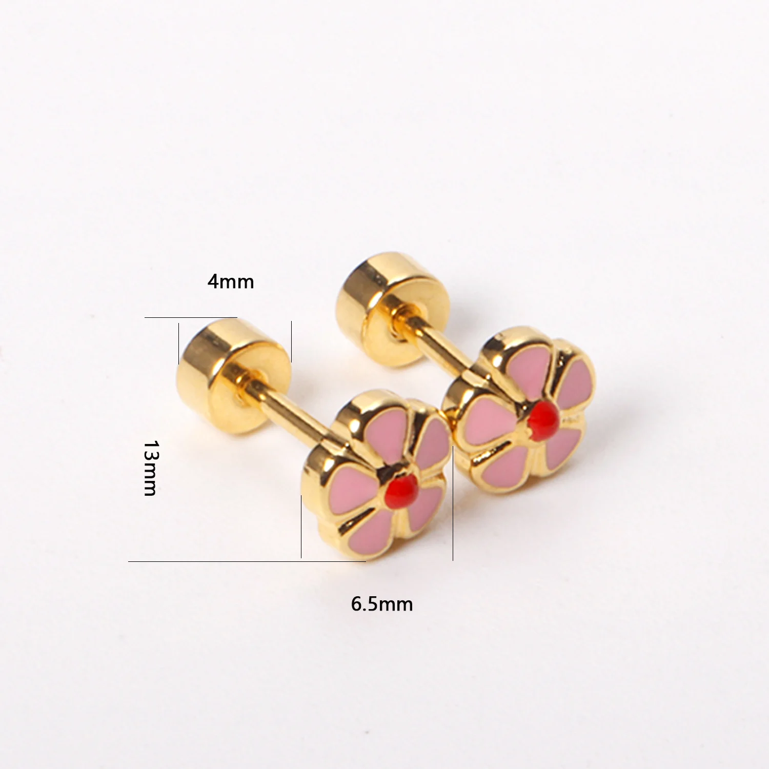 12 Pair/lot Cute Girls Stud Earrings 316L Stainless Steel For Women Love Heart Flower Piercing Stud Jewelry Party Gift Trendy