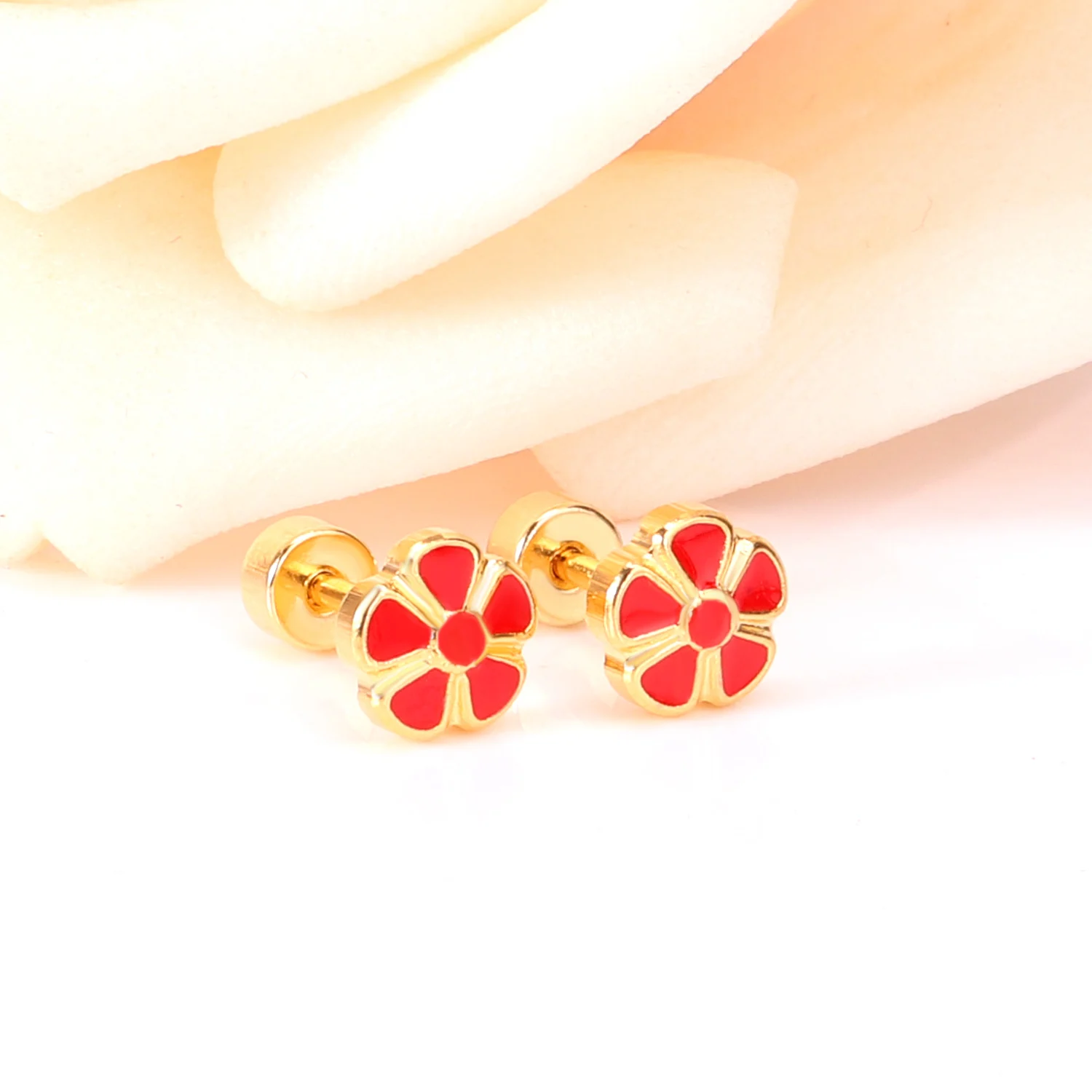 12 Pair/lot Cute Girls Stud Earrings 316L Stainless Steel For Women Love Heart Flower Piercing Stud Jewelry Party Gift Trendy