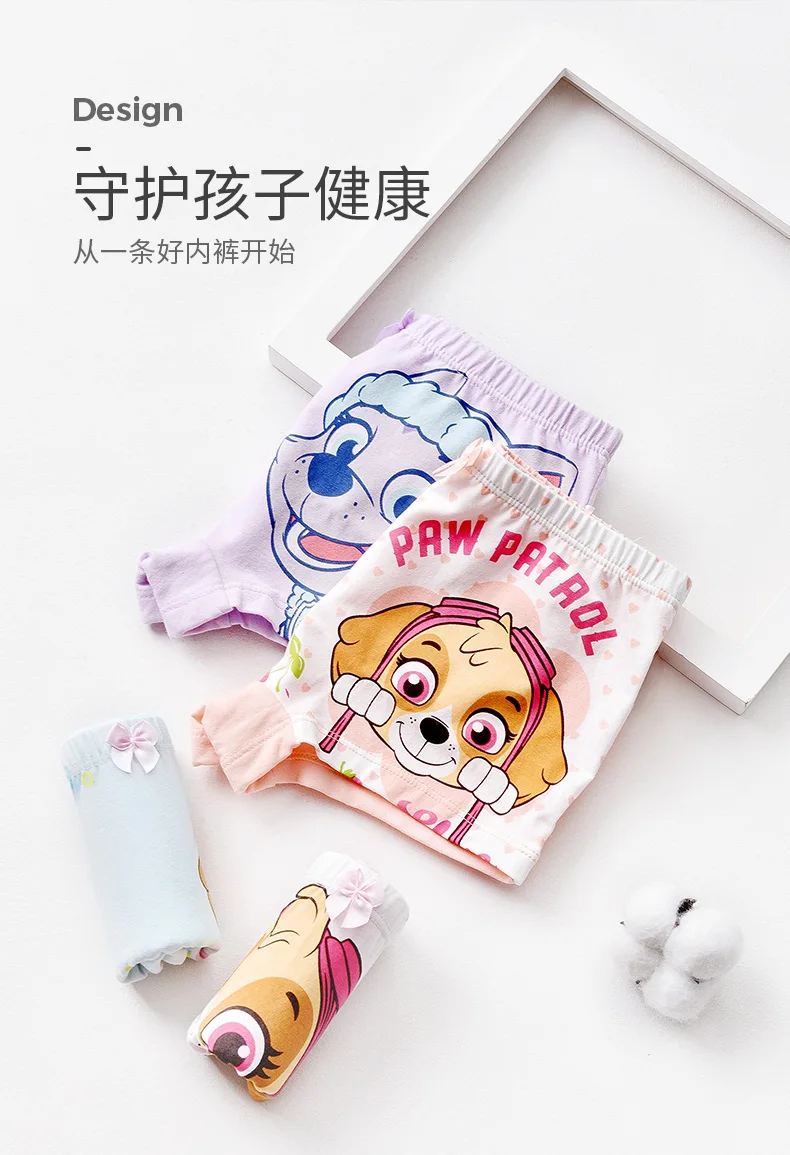 4pcs/set Genuine Paw Patrol Original Girls Undepants Skye Everest Cotton Underwear 2-4-6-8-year-old Kids Children Birthday Gift
