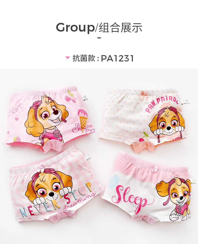 4pcs/set Genuine Paw Patrol Original Girls Undepants Skye Everest Cotton Underwear 2-4-6-8-year-old Kids Children Birthday Gift
