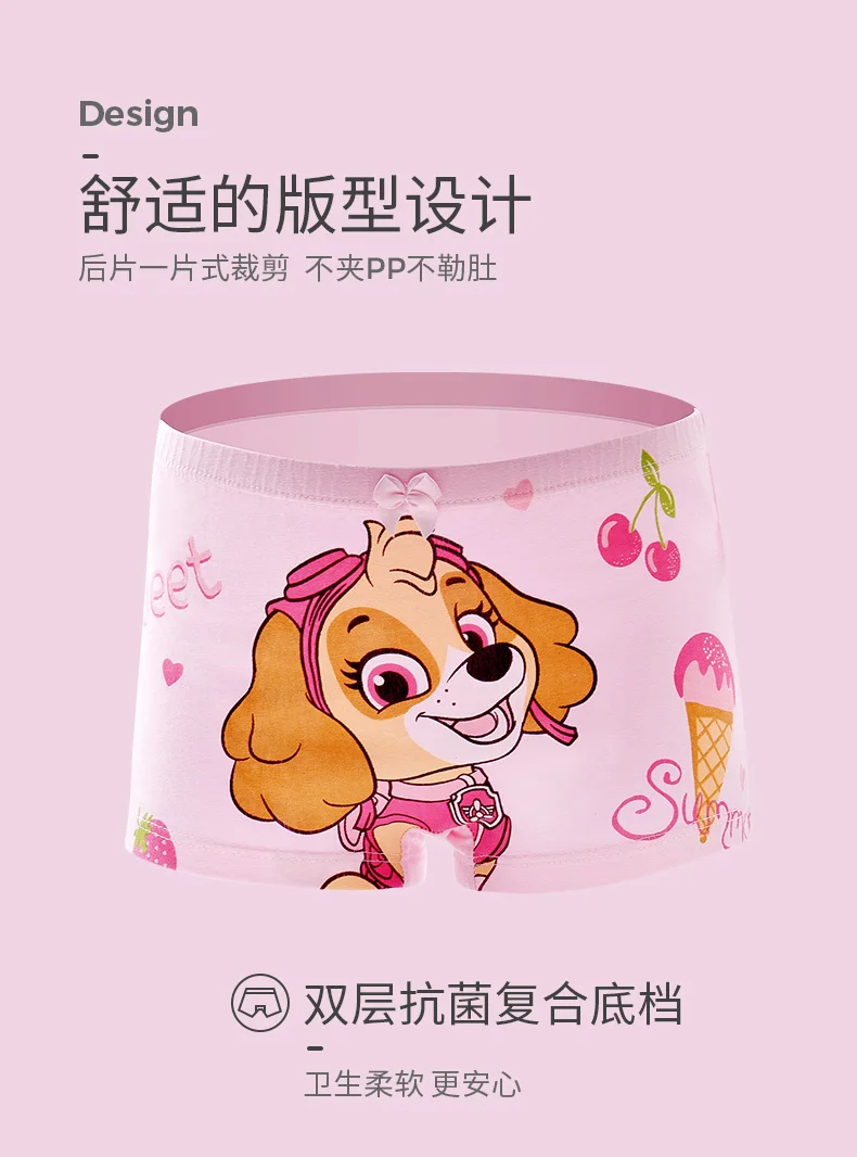 4pcs/set Genuine Paw Patrol Original Girls Undepants Skye Everest Cotton Underwear 2-4-6-8-year-old Kids Children Birthday Gift