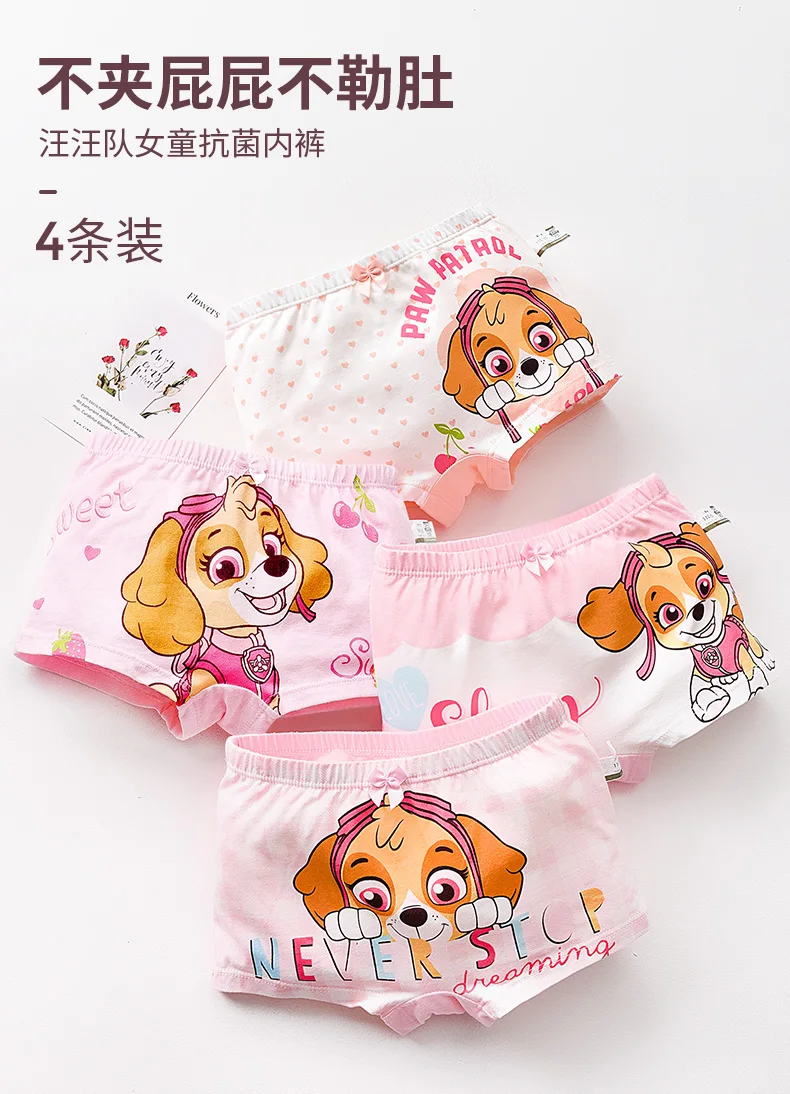 4pcs/set Genuine Paw Patrol Original Girls Undepants Skye Everest Cotton Underwear 2-4-6-8-year-old Kids Children Birthday Gift
