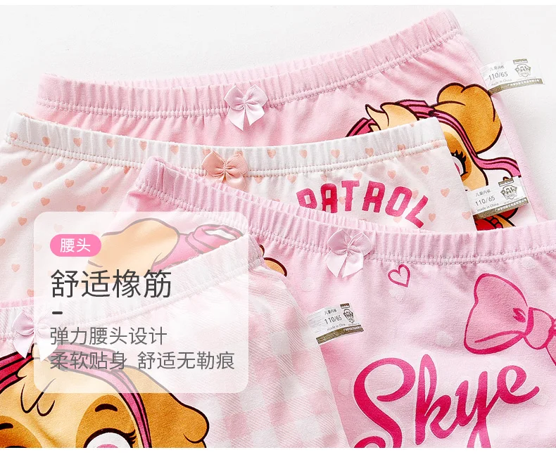 4pcs/set Genuine Paw Patrol Original Girls Undepants Skye Everest Cotton Underwear 2-4-6-8-year-old Kids Children Birthday Gift
