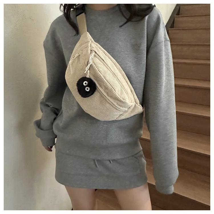 Women Waist Bag Corduroy Student Shoulder Handbag Crossbody Chest Breast Bag Fanny Pack Fashion Phone Female Bum Belt Purse 2025