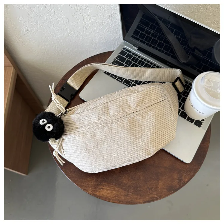 Women Waist Bag Corduroy Student Shoulder Handbag Crossbody Chest Breast Bag Fanny Pack Fashion Phone Female Bum Belt Purse 2025