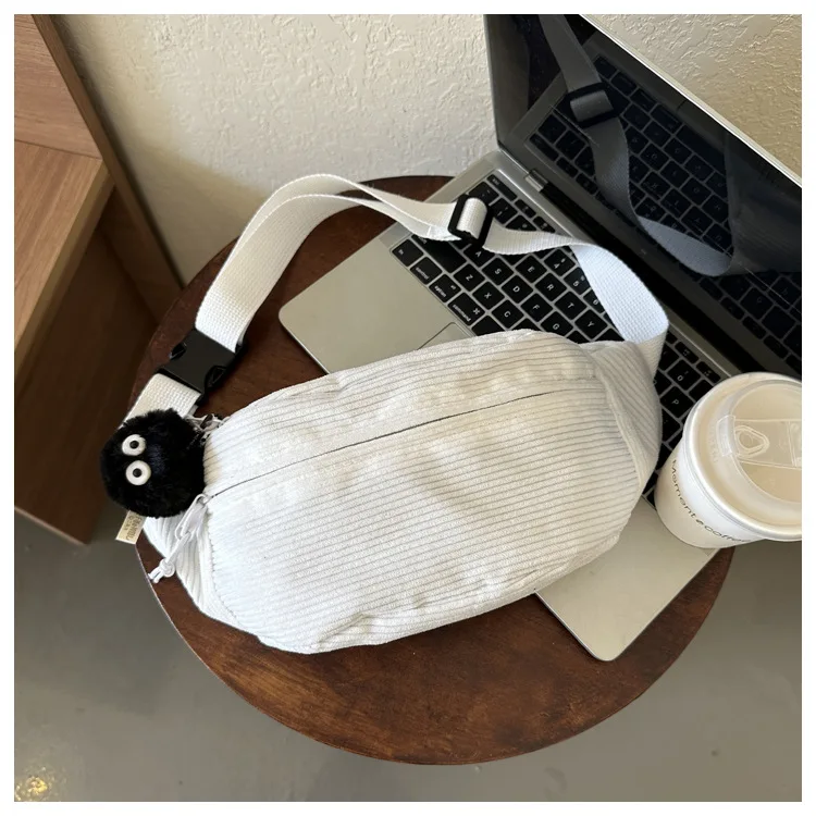 Women Waist Bag Corduroy Student Shoulder Handbag Crossbody Chest Breast Bag Fanny Pack Fashion Phone Female Bum Belt Purse 2025