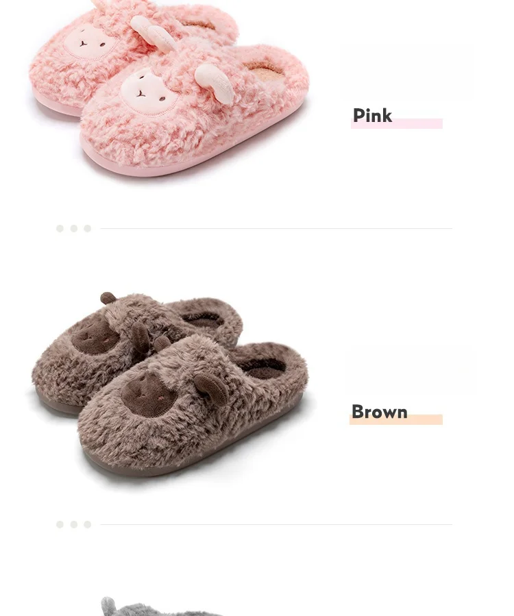 Winter Cotton Plush Sheep Slippers for Women and Men