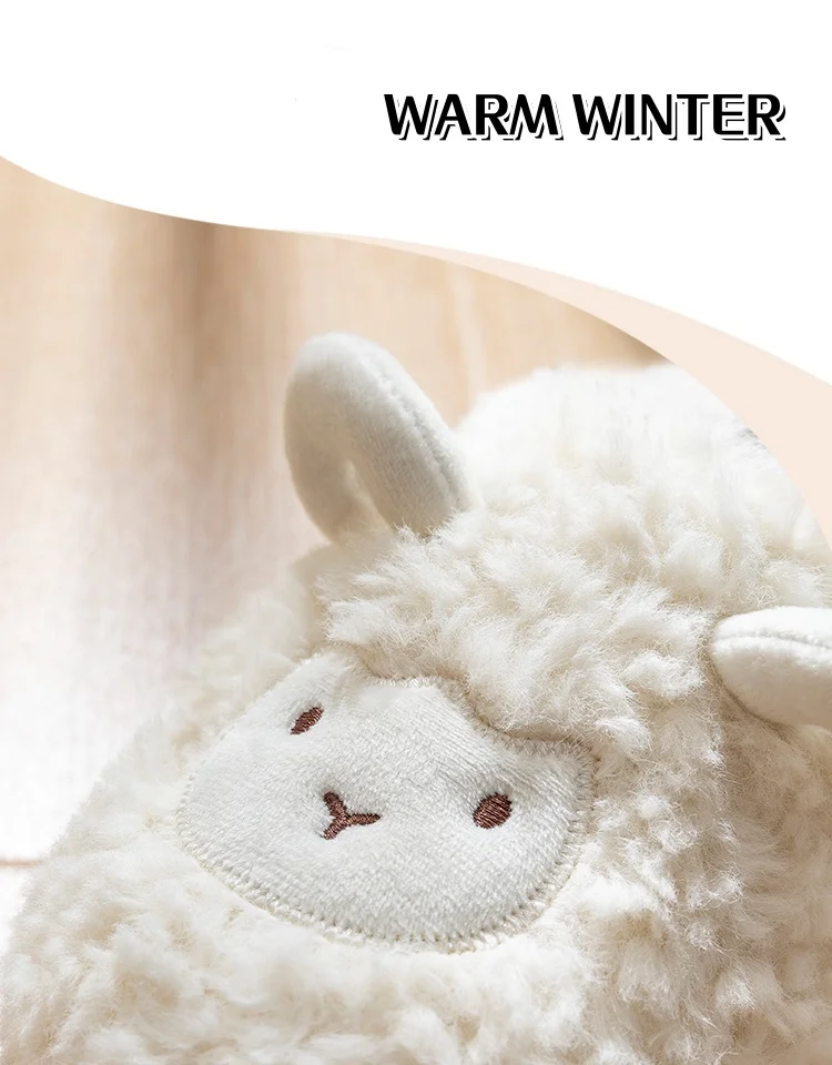 Winter Cotton Plush Sheep Slippers for Women and Men