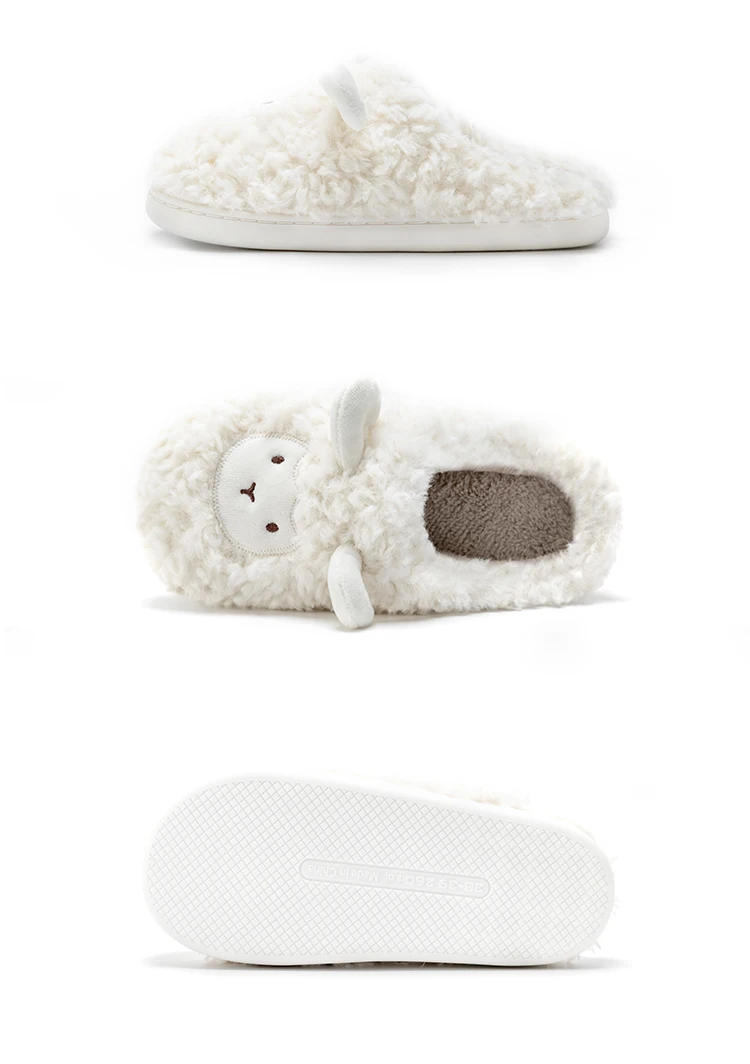Winter Cotton Plush Sheep Slippers for Women and Men