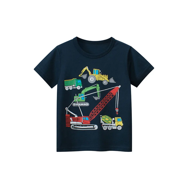 Jumping Meters Baby Summer T Shirts Cartoon Cars Hot Selling Short Sleeve Cartoon Toddler Tees Tops Boys Girls Clothing