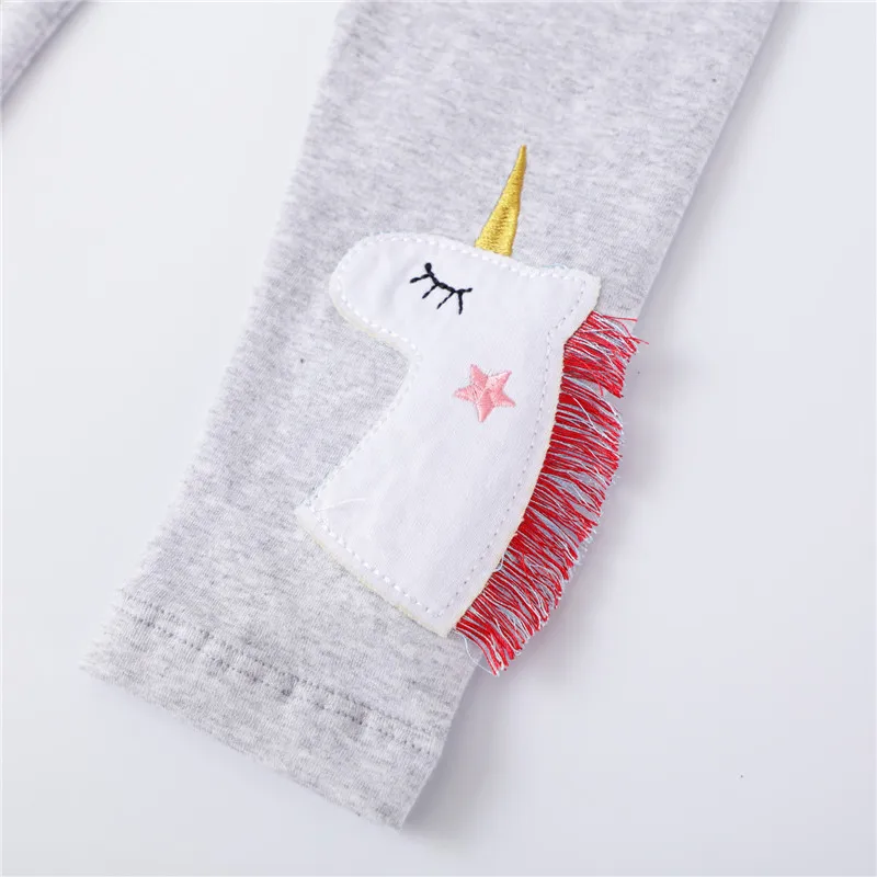 Jumping Meters 2-7T New Girls Leggings Pants Unicorns Embroidery Striped Children's Clothing Skinny Baby Pencil Pants Baby