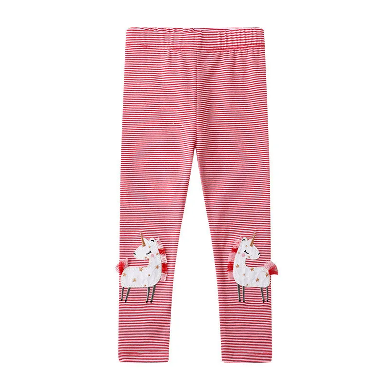 Jumping Meters 2-7T New Girls Leggings Pants Unicorns Embroidery Striped Children's Clothing Skinny Baby Pencil Pants Baby