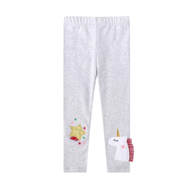 Jumping Meters 2-7T New Girls Leggings Pants Unicorns Embroidery Striped Children's Clothing Skinny Baby Pencil Pants Baby