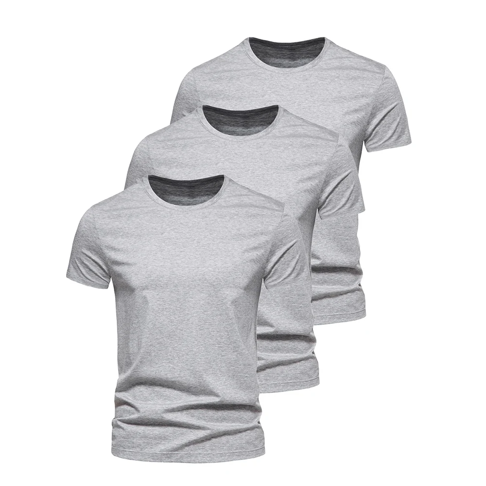 3Pcs Men T-shirt O-neck Fashion Design Slim Fit Soild T-shirts Male Tops Tees Short Sleeve T Shirt For Men