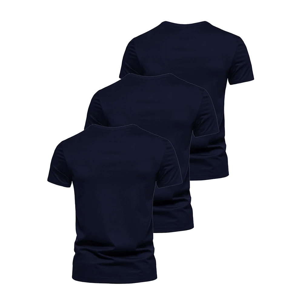 3Pcs Men T-shirt O-neck Fashion Design Slim Fit Soild T-shirts Male Tops Tees Short Sleeve T Shirt For Men