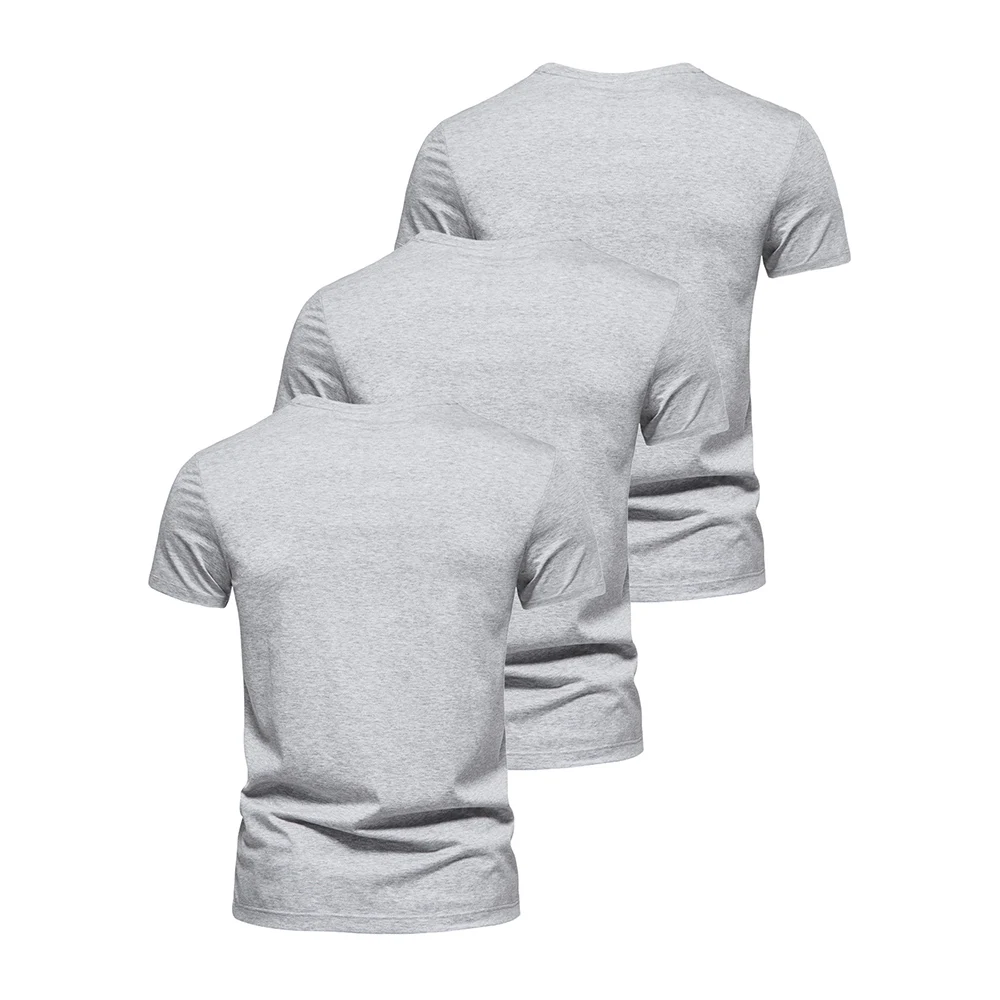 3Pcs Men T-shirt O-neck Fashion Design Slim Fit Soild T-shirts Male Tops Tees Short Sleeve T Shirt For Men