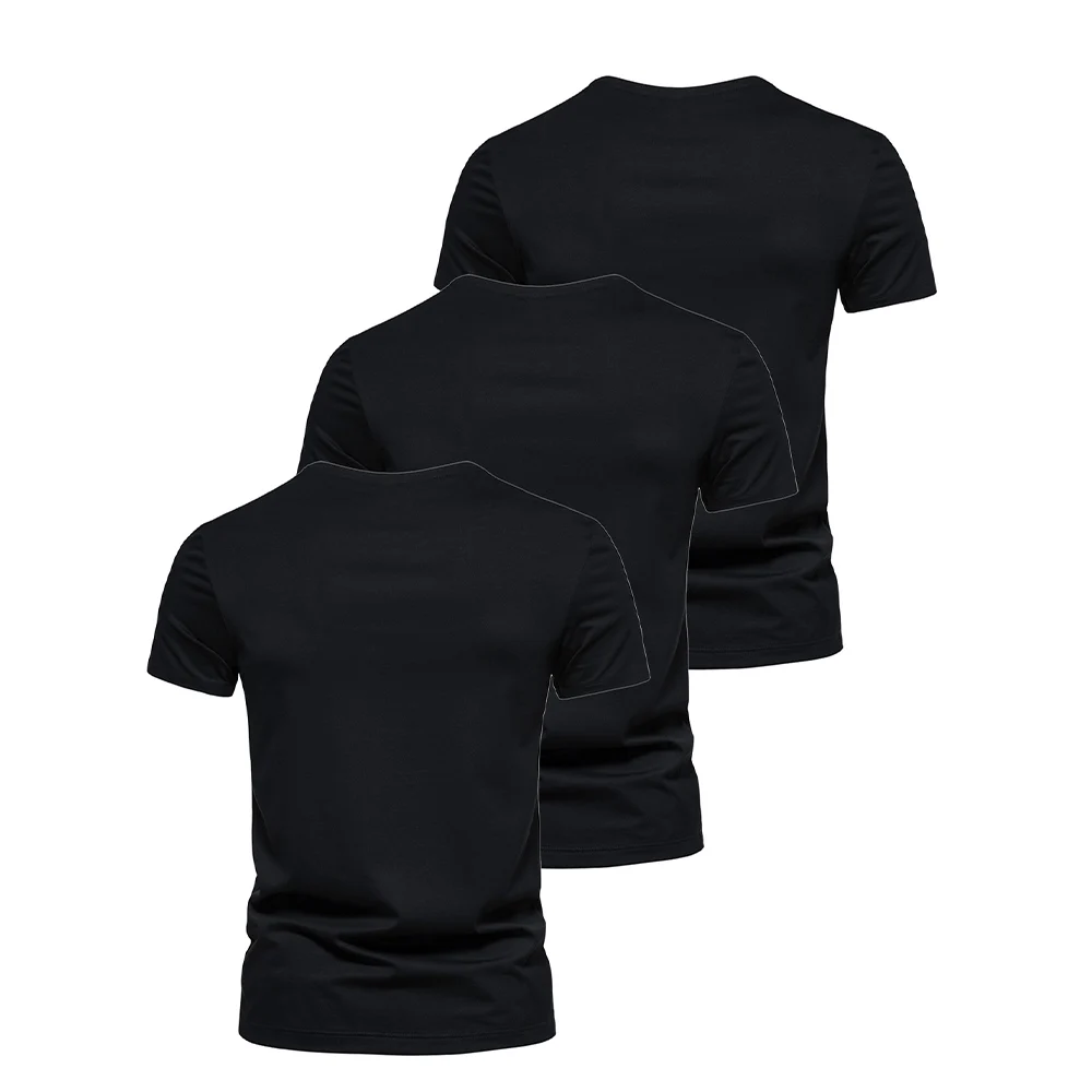 3Pcs Men T-shirt O-neck Fashion Design Slim Fit Soild T-shirts Male Tops Tees Short Sleeve T Shirt For Men