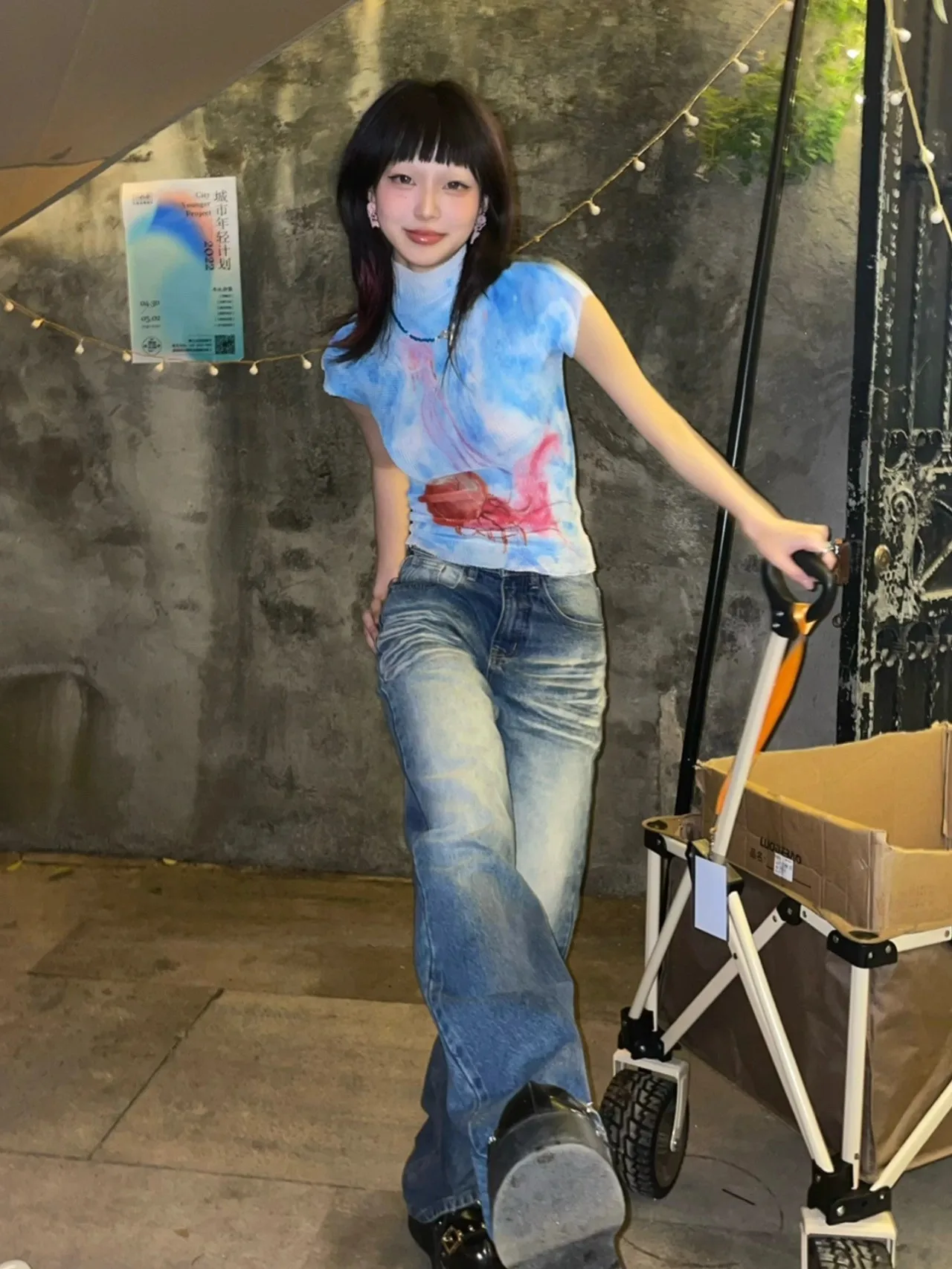 Karrram Japanese Y2k Crop Top 2000s Aesthetics Graphic T Shirts Vintage Harajuku Short Sleeve T-shirt Grunge Tie-dye Slim Tops