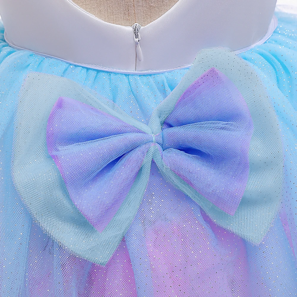 Kids Unicorn Princess Dress For Girls Children Cosplay Costume Trailing Rainbow Birthday Party Dresses Girl Christmas Outfit