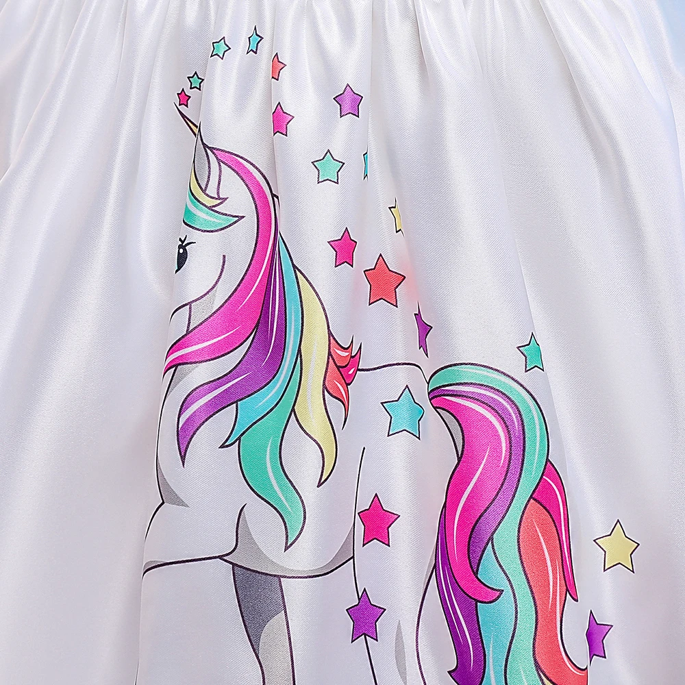 Kids Unicorn Princess Dress For Girls Children Cosplay Costume Trailing Rainbow Birthday Party Dresses Girl Christmas Outfit