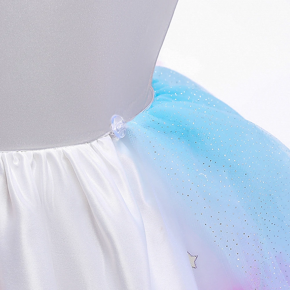 Kids Unicorn Princess Dress For Girls Children Cosplay Costume Trailing Rainbow Birthday Party Dresses Girl Christmas Outfit