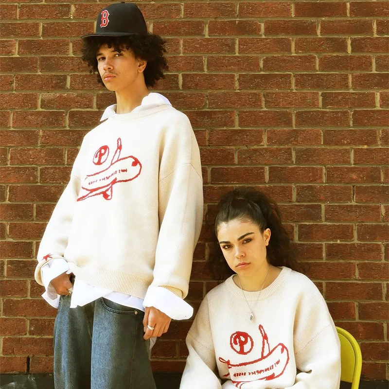 Men's Sweater Jumper Long Sleeve Knitwear Tops Oversized Graphic Fashion Y2k Streetwear Harajuku Winter Korean Popular Clothes