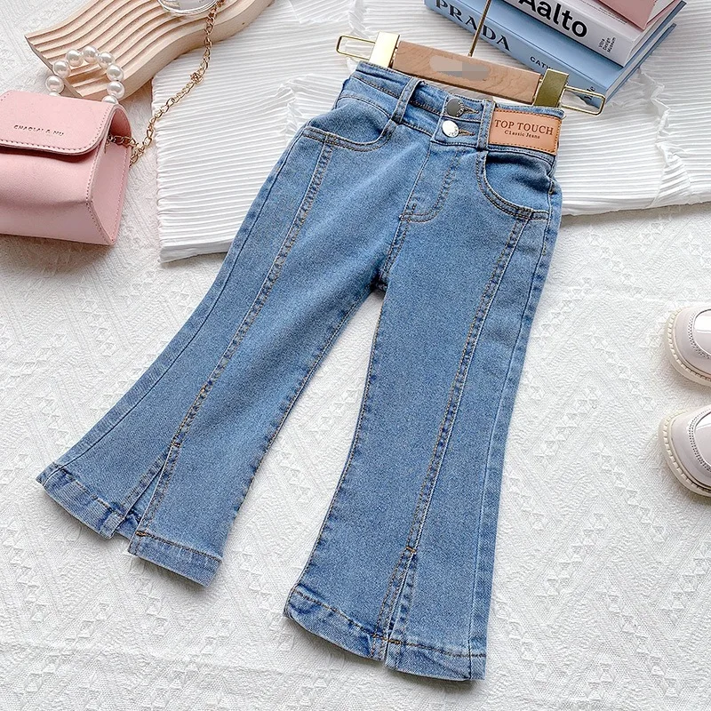 New Girl Denim Trousers Spring and Autumn New Korean Version of Children's Denim Spoofed Trousers Fashionable Foreign Girl Pants