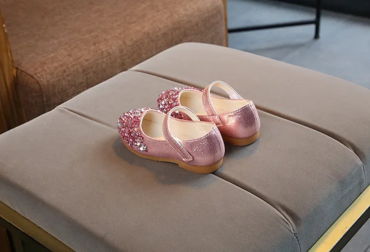 Girls Princess Leather Shoes Spring Autumn Sequins Fashion Children Dance Flats Shoes Fashion Versatile Kids Dress Single Shoes