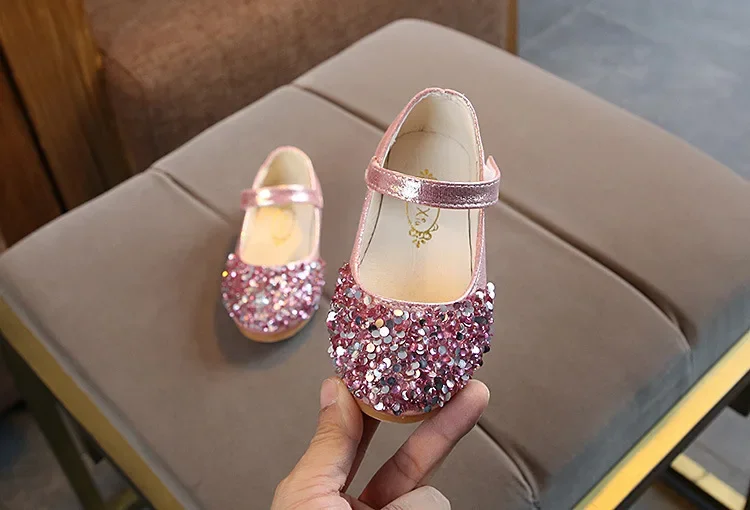Girls Princess Leather Shoes Spring Autumn Sequins Fashion Children Dance Flats Shoes Fashion Versatile Kids Dress Single Shoes