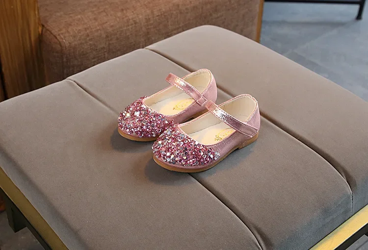 Girls Princess Leather Shoes Spring Autumn Sequins Fashion Children Dance Flats Shoes Fashion Versatile Kids Dress Single Shoes