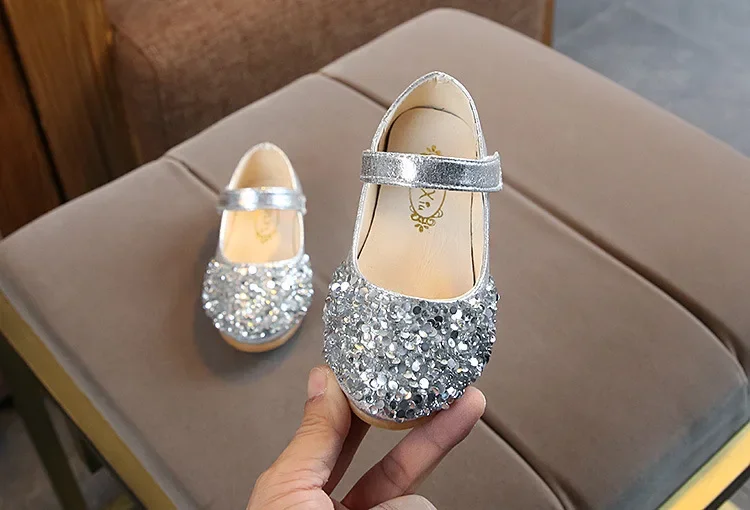 Girls Princess Leather Shoes Spring Autumn Sequins Fashion Children Dance Flats Shoes Fashion Versatile Kids Dress Single Shoes