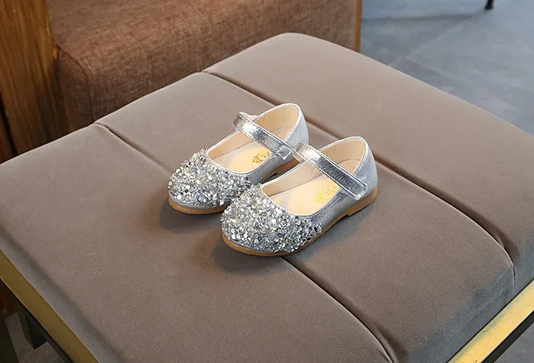 Girls Princess Leather Shoes Spring Autumn Sequins Fashion Children Dance Flats Shoes Fashion Versatile Kids Dress Single Shoes