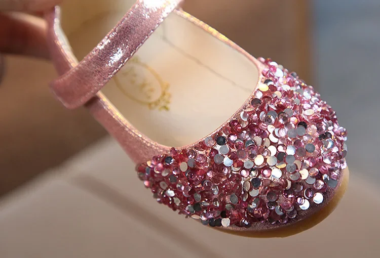 Girls Princess Leather Shoes Spring Autumn Sequins Fashion Children Dance Flats Shoes Fashion Versatile Kids Dress Single Shoes