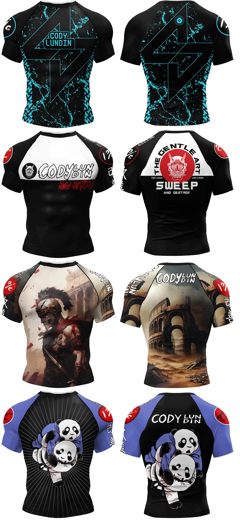 Cody BJJ Rash Guard Mens Jiu Jitsu MMA Compression Tops Fightwear Short Sleeve Westling Boxing Training Muay Thai Stretch Shirt