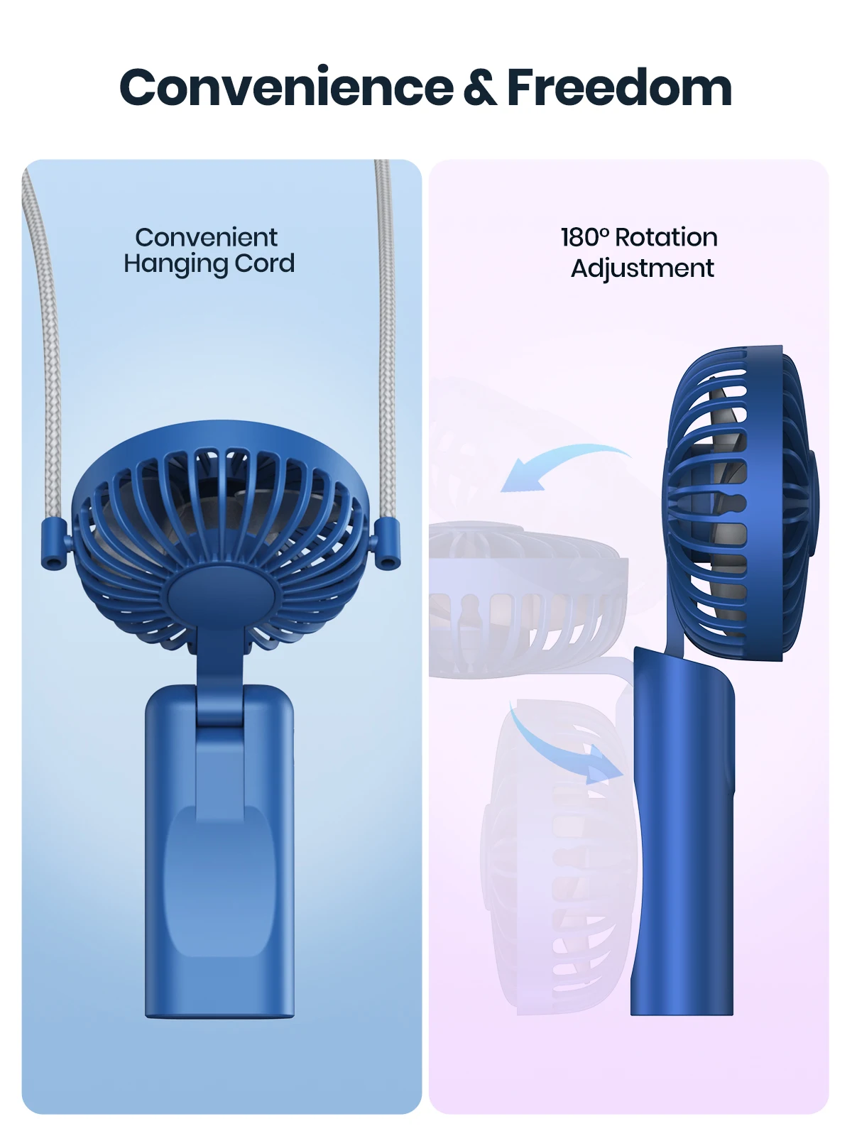 TOPK 5000mah Mini Portable Fan,USB Desk Electric Fan,Small Personal hand Fan with USB Rechargeable Cooling Folding Fans for Room