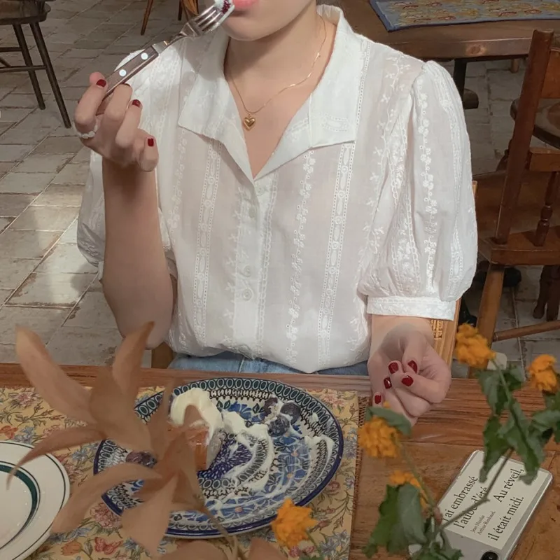 Shirts Women All-match V-Neck blouse shirts and tops Korean Style Womens Clothing Elegant Solid Color Leisure Chiffon blouses