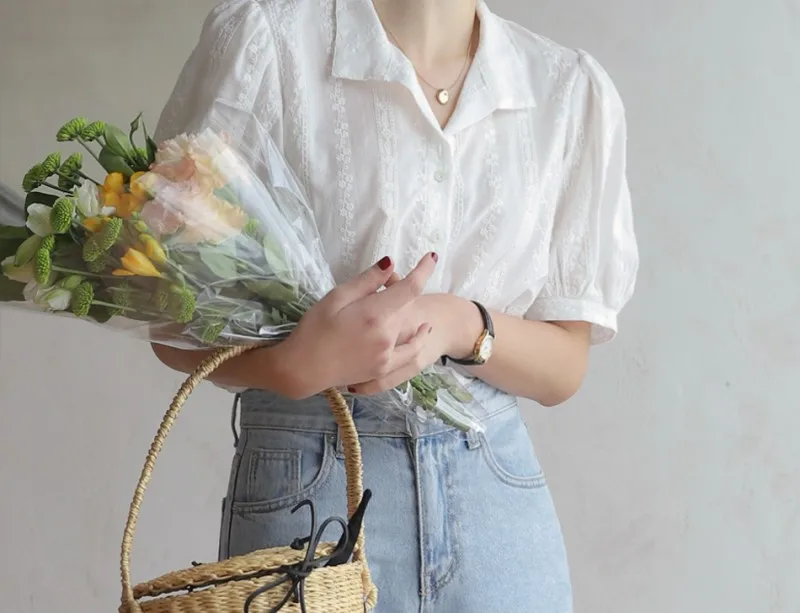 Shirts Women All-match V-Neck blouse shirts and tops Korean Style Womens Clothing Elegant Solid Color Leisure Chiffon blouses