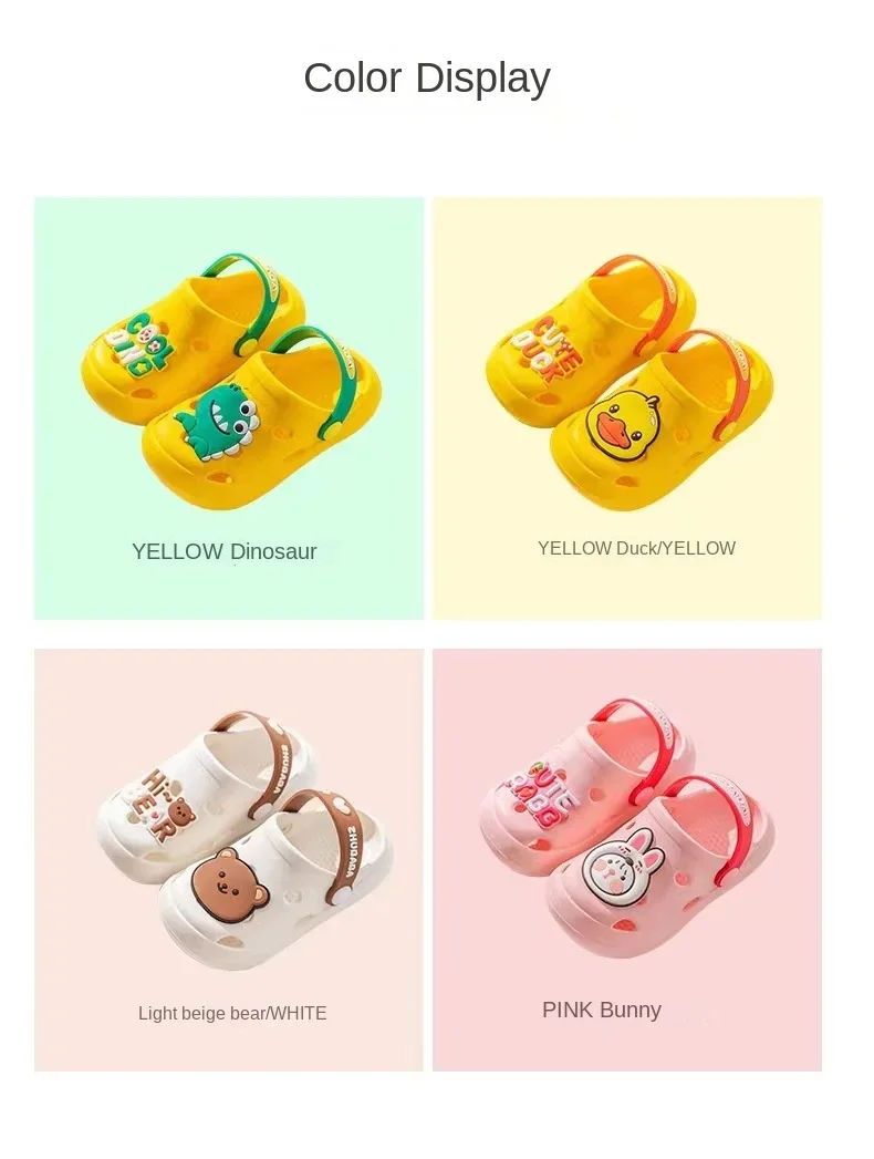 Cartoon Home Slippers Kids Fashion Cute Soft Soled Non-slip Sandals Summer New Design Shoes Baby Unisex PVC Round Head Slippers