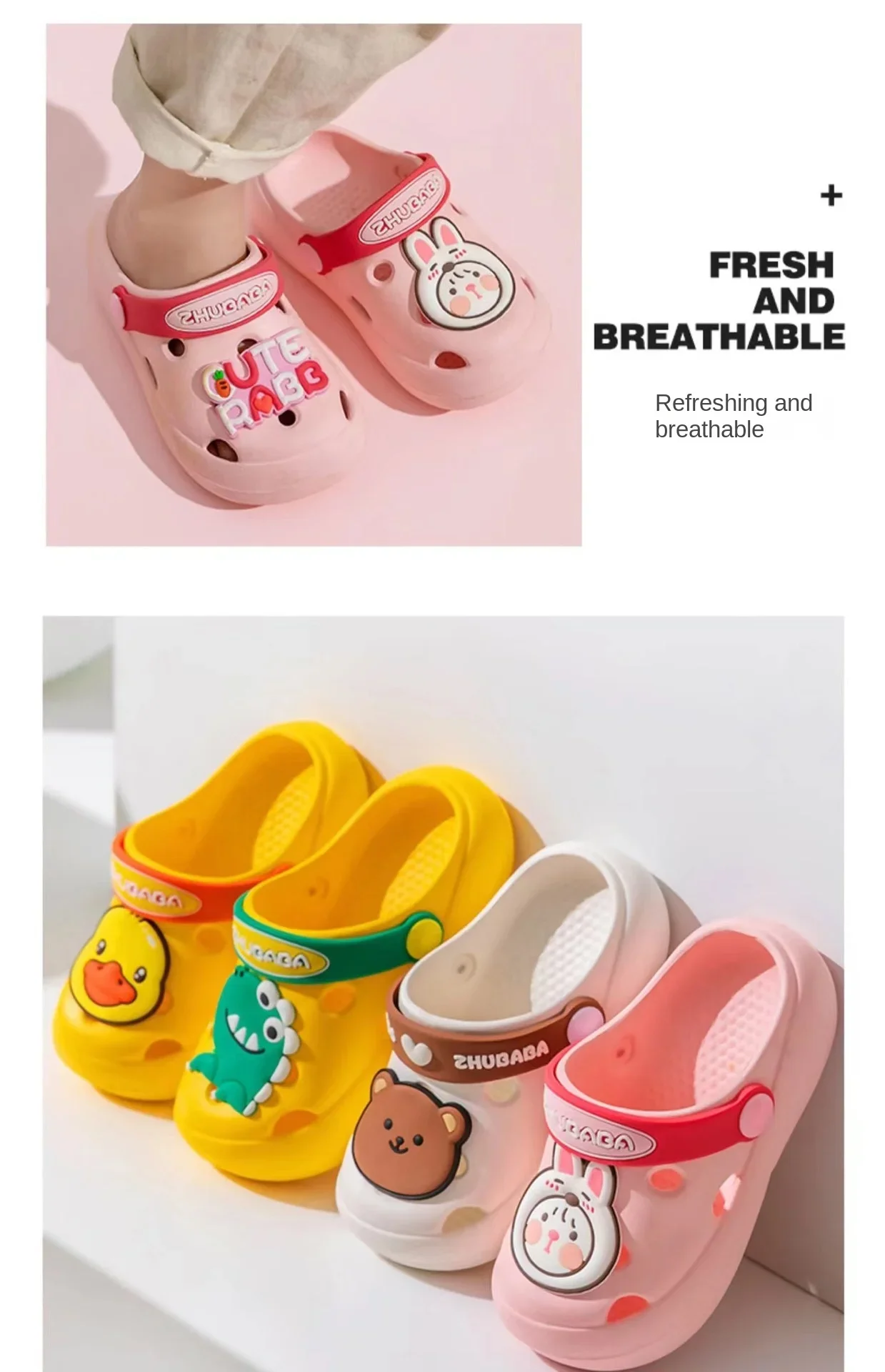 Cartoon Home Slippers Kids Fashion Cute Soft Soled Non-slip Sandals Summer New Design Shoes Baby Unisex PVC Round Head Slippers