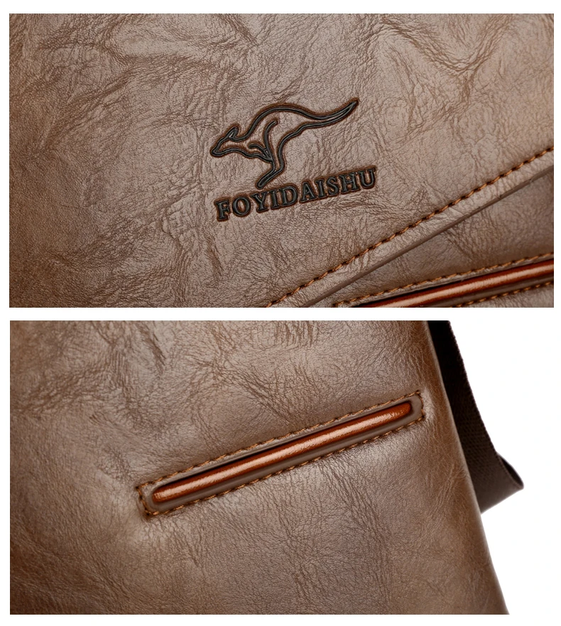 Summer Luxury Brand Kangaroo Messenger Bags Men Leather Casual Crossbody Bag For Men Business Shoulder Bag Male Small Handbag