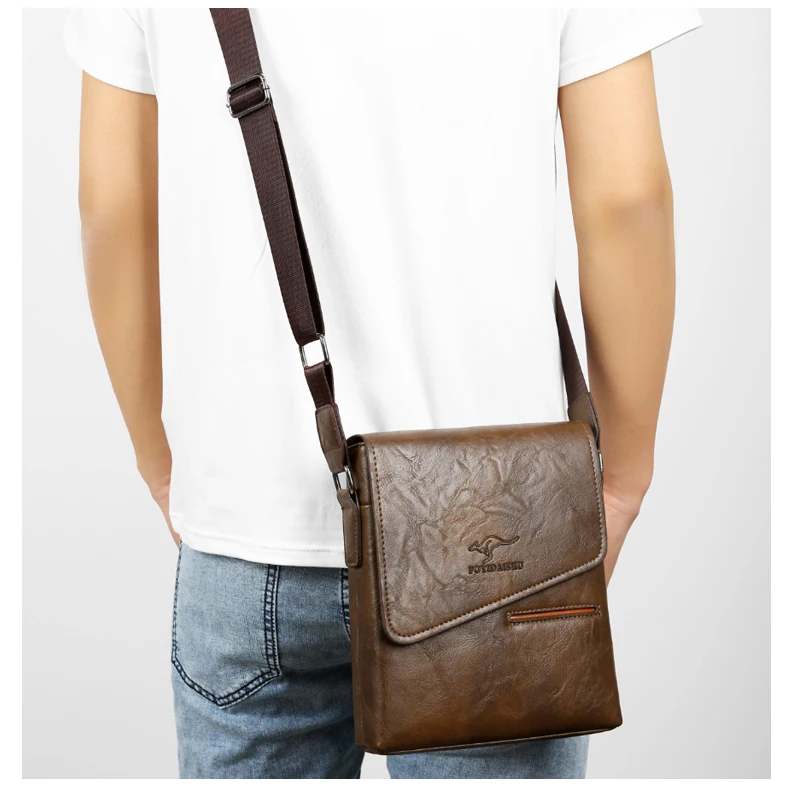 Summer Luxury Brand Kangaroo Messenger Bags Men Leather Casual Crossbody Bag For Men Business Shoulder Bag Male Small Handbag