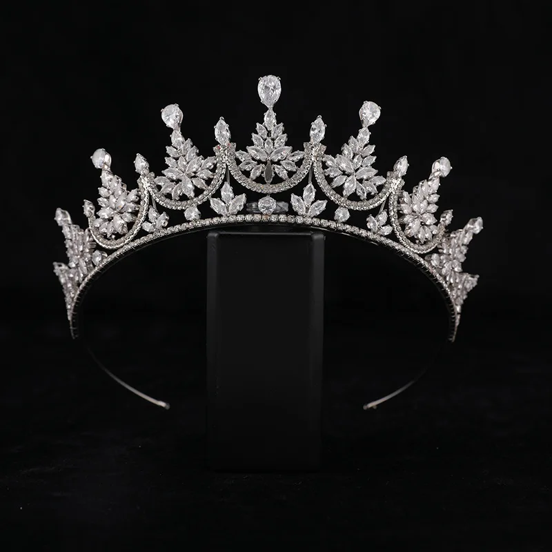 Princess Crowns For Wedding Bride Headdress Cubic Zirconia CZ Bridal Tiara Crown For Women Girl Birthday Party Prom Hair Jewelry