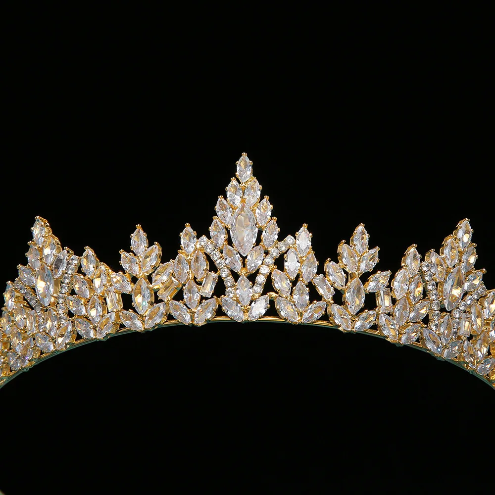 Princess Crowns For Wedding Bride Headdress Cubic Zirconia CZ Bridal Tiara Crown For Women Girl Birthday Party Prom Hair Jewelry