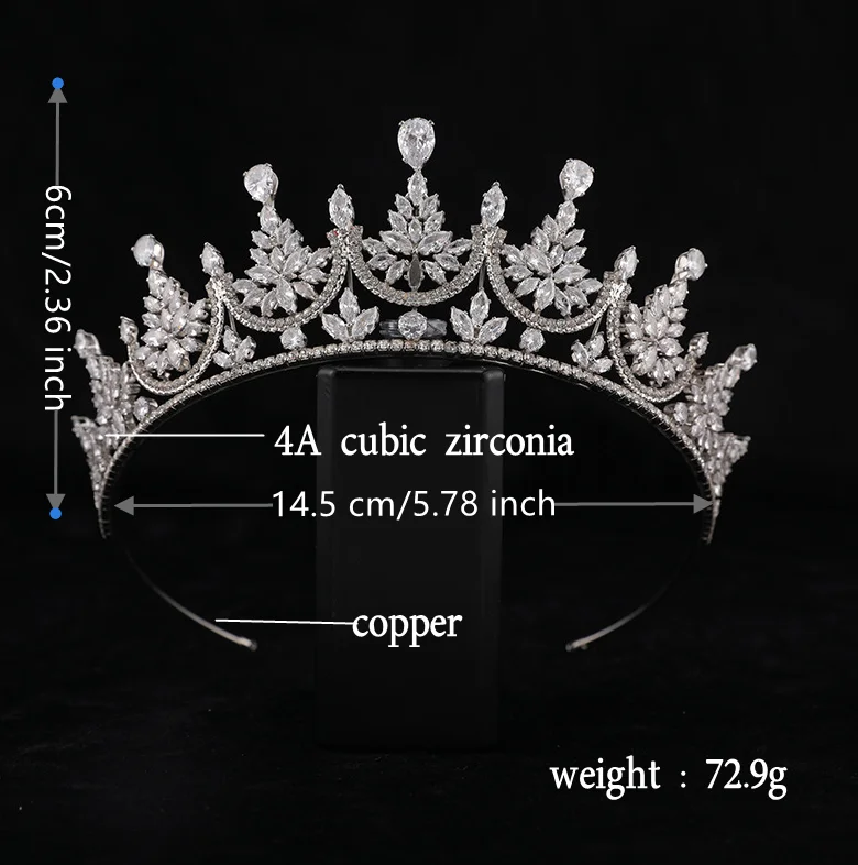 Princess Crowns For Wedding Bride Headdress Cubic Zirconia CZ Bridal Tiara Crown For Women Girl Birthday Party Prom Hair Jewelry
